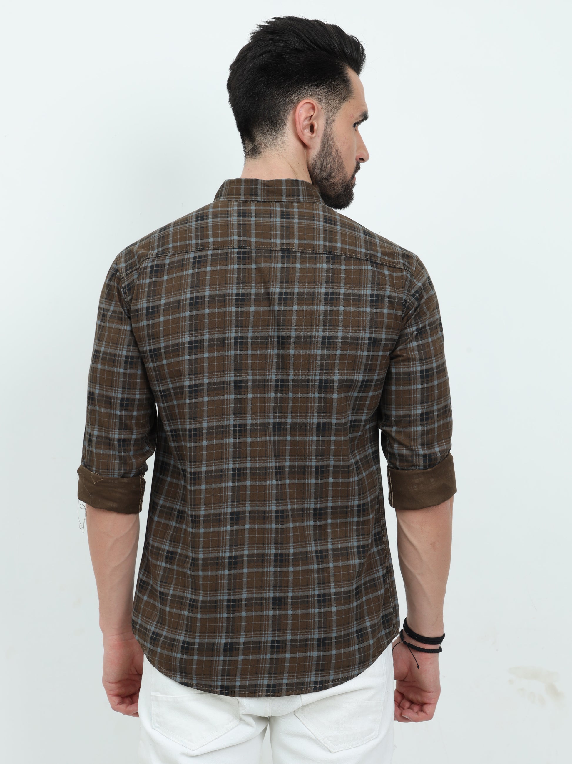 Full Sleeve Tartan Check Shirt Green for Men