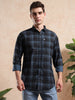 CORNETOCHKS Blue & Black Cotton Blend Checkered Full Sleeve Shirt for Men
