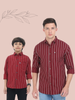 Maroon Stripes cotton shirt for father and son