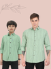 Green Stripes cotton shirt for father and son