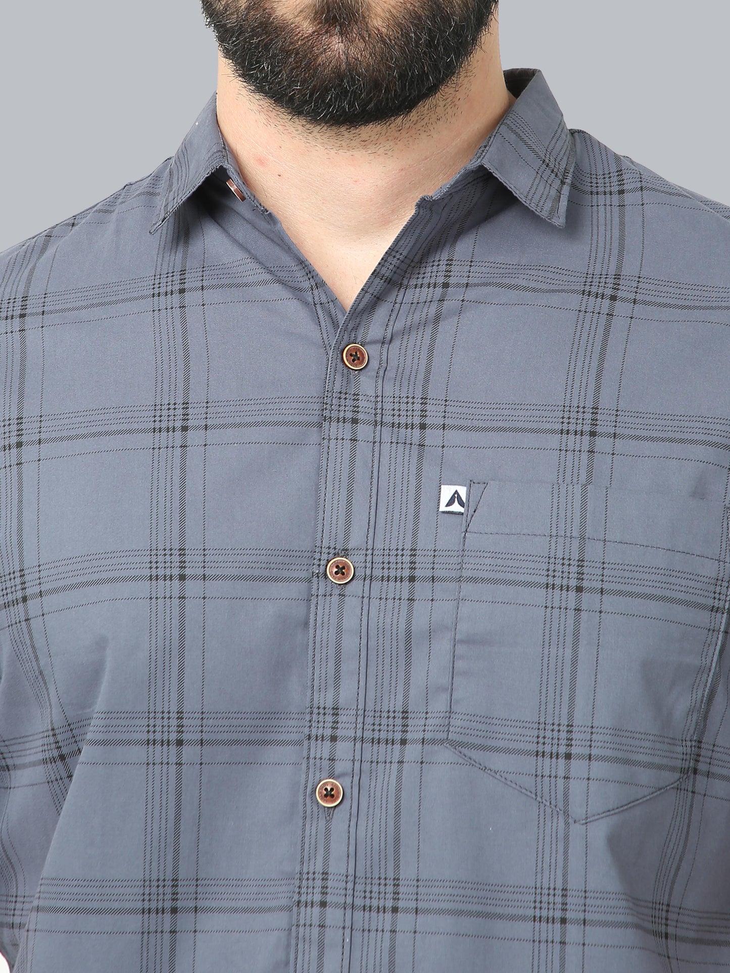 6line Grey Plaid Checkered Shirt for Men