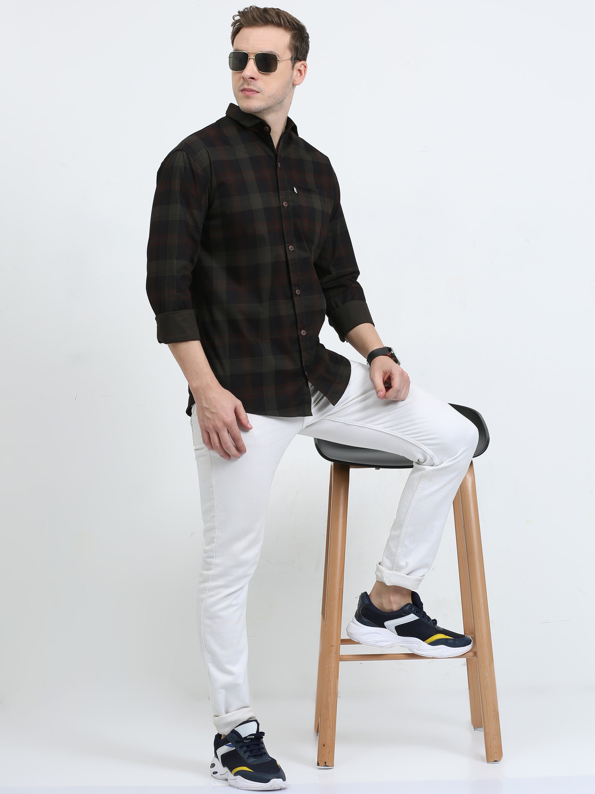 Tartan Green and Black Check Shirt for Men