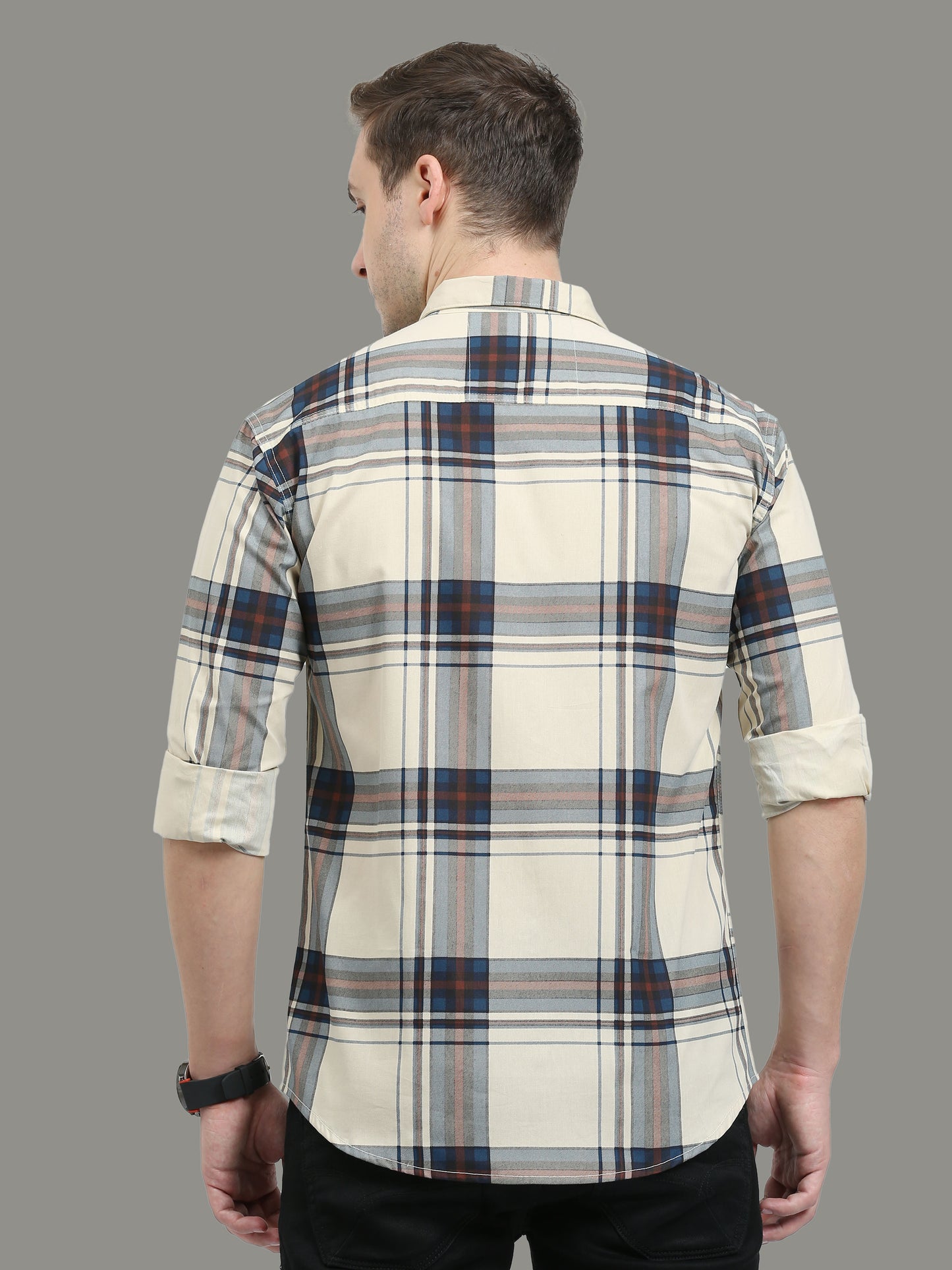Broadchecks Cotton Yellow Check Shirt For Men