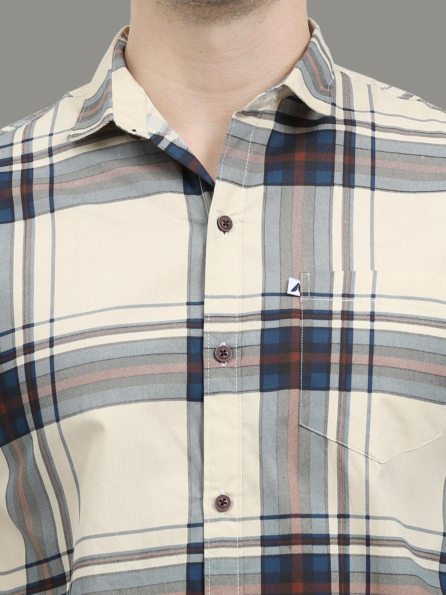 Broadchecks Cotton Yellow Check Shirt For Men
