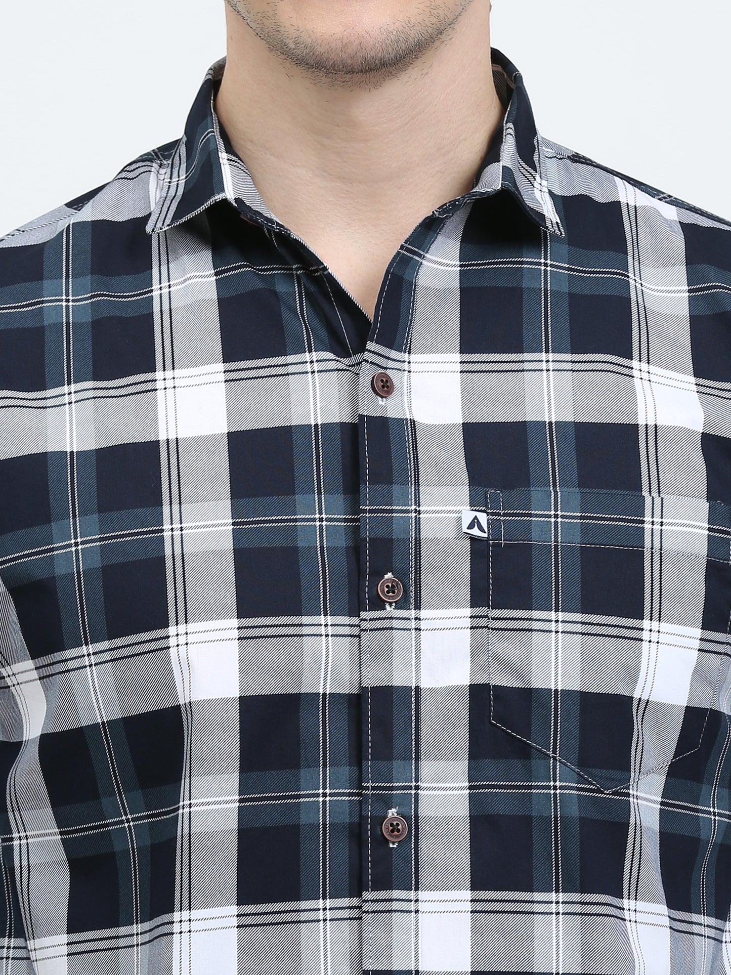 Cotton Tartan White Check Shirt for Men