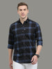 Men's Plaid checkered Blue Cotton Blend Regular Fit Shirt