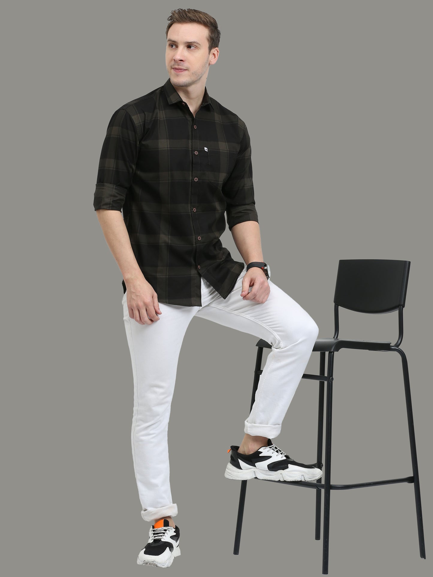 Cotton Green Plaid Shirt for Men  Regular Fit