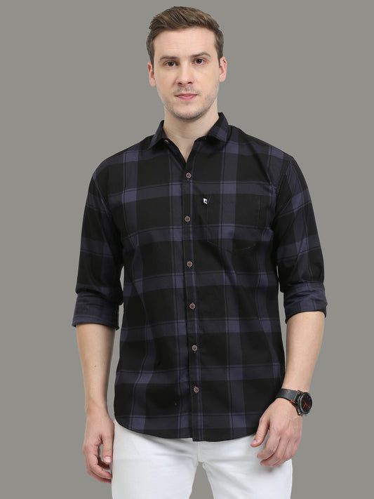 Plaid Check Grey Shirt for Men with Regular Fit