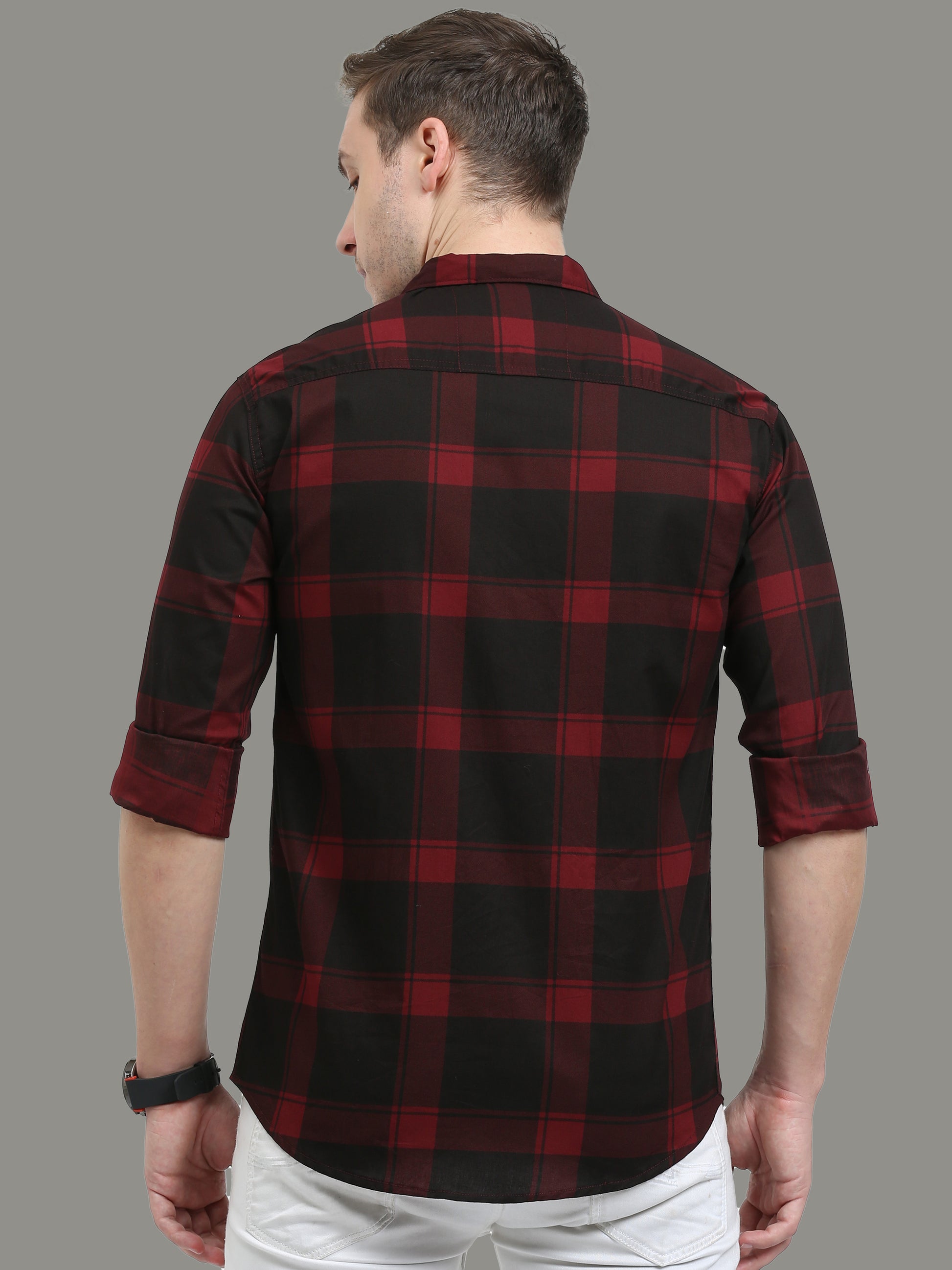 Plaid Red Check Shirt for Men with Regular Fit