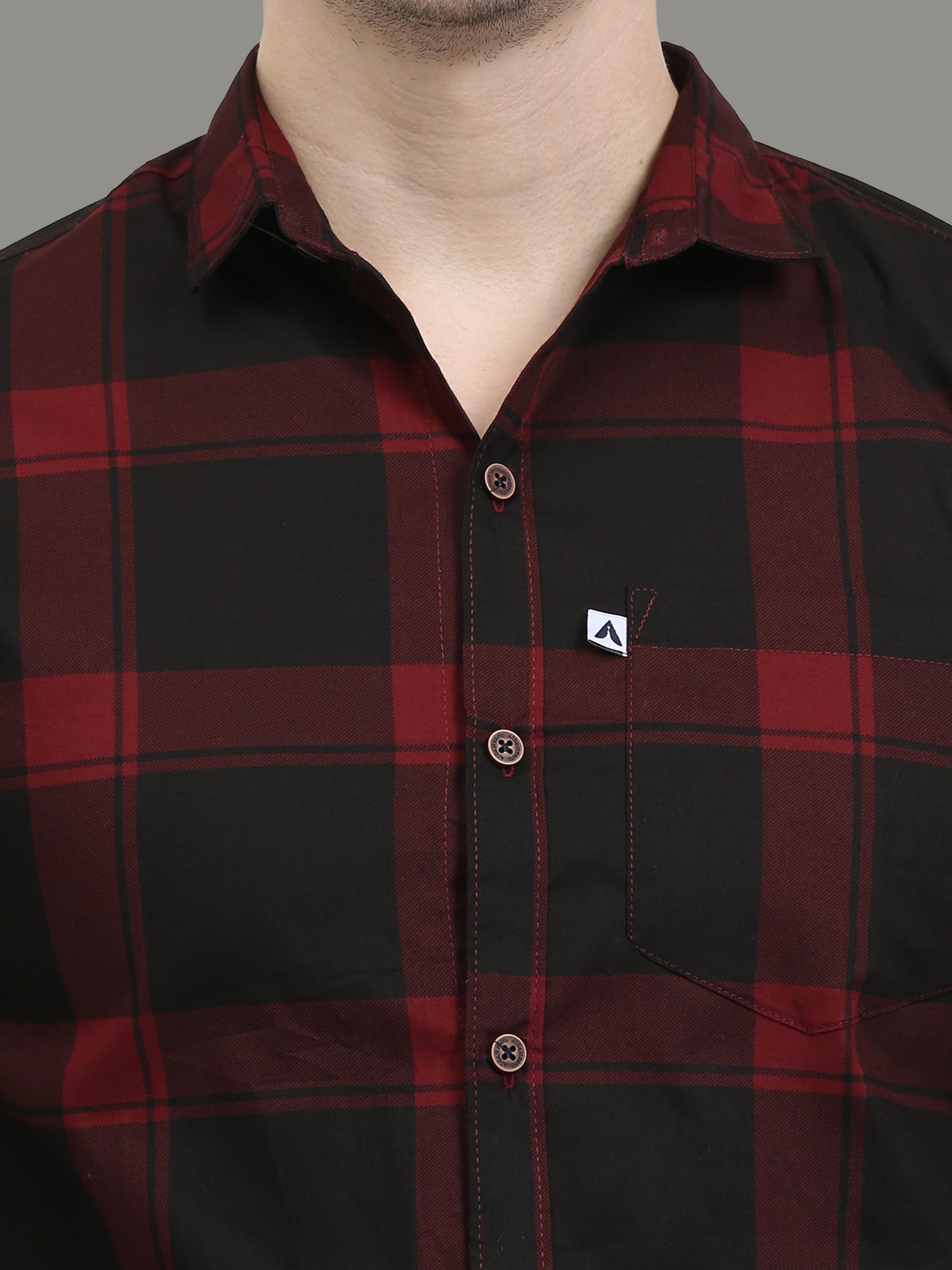 Plaid Red Check Shirt for Men with Regular Fit