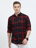Men's Tartan checkered Red Cotton Blend Regular Fit Shirt
