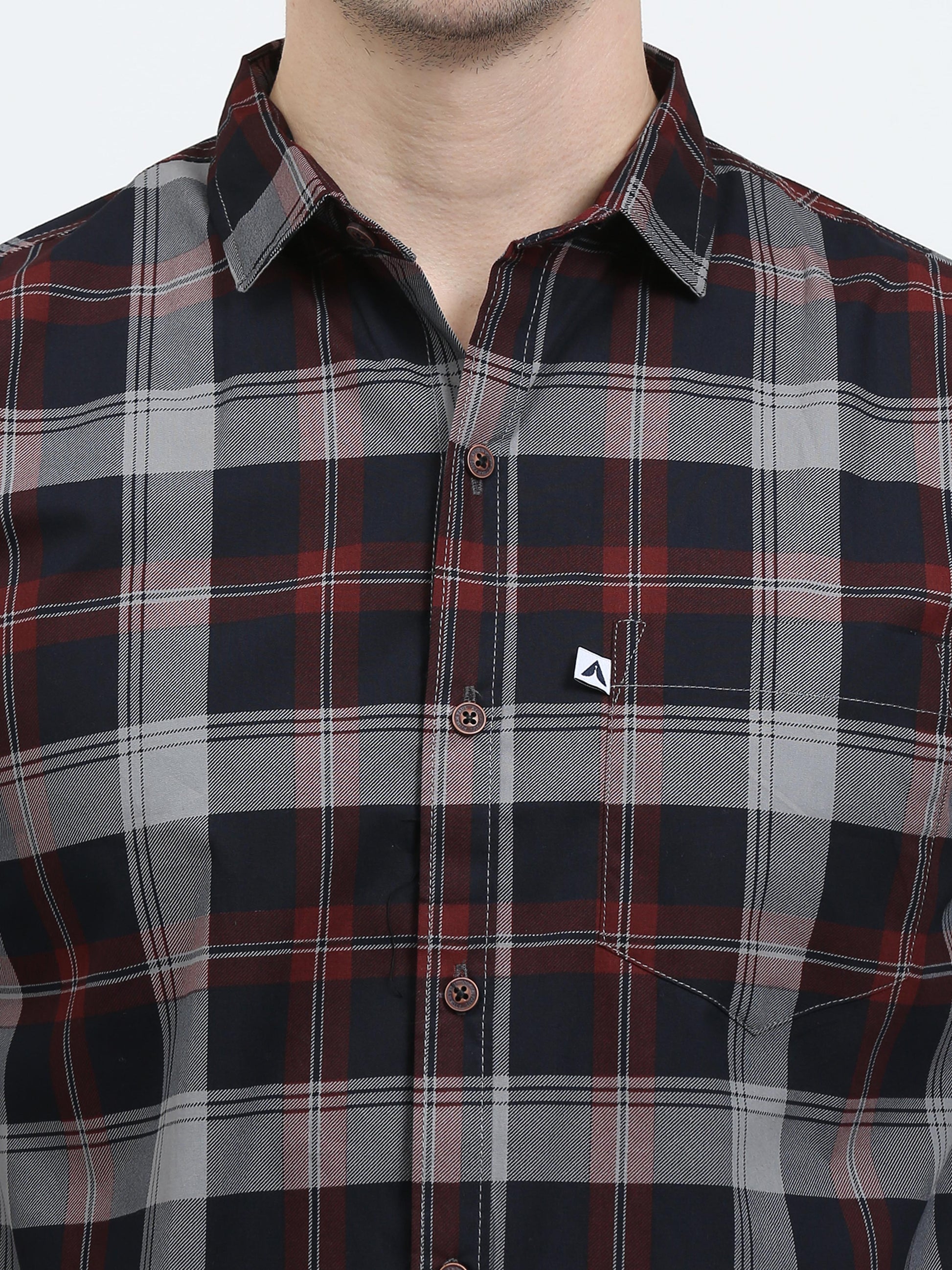 Regular Fit Tartan Ash Grey Check Shirt for Men