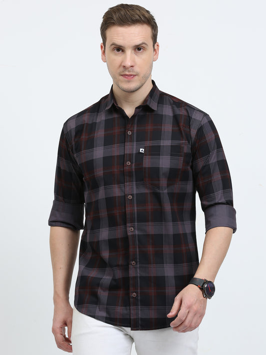 Cotton Tartan Grey Check Shirt for Men