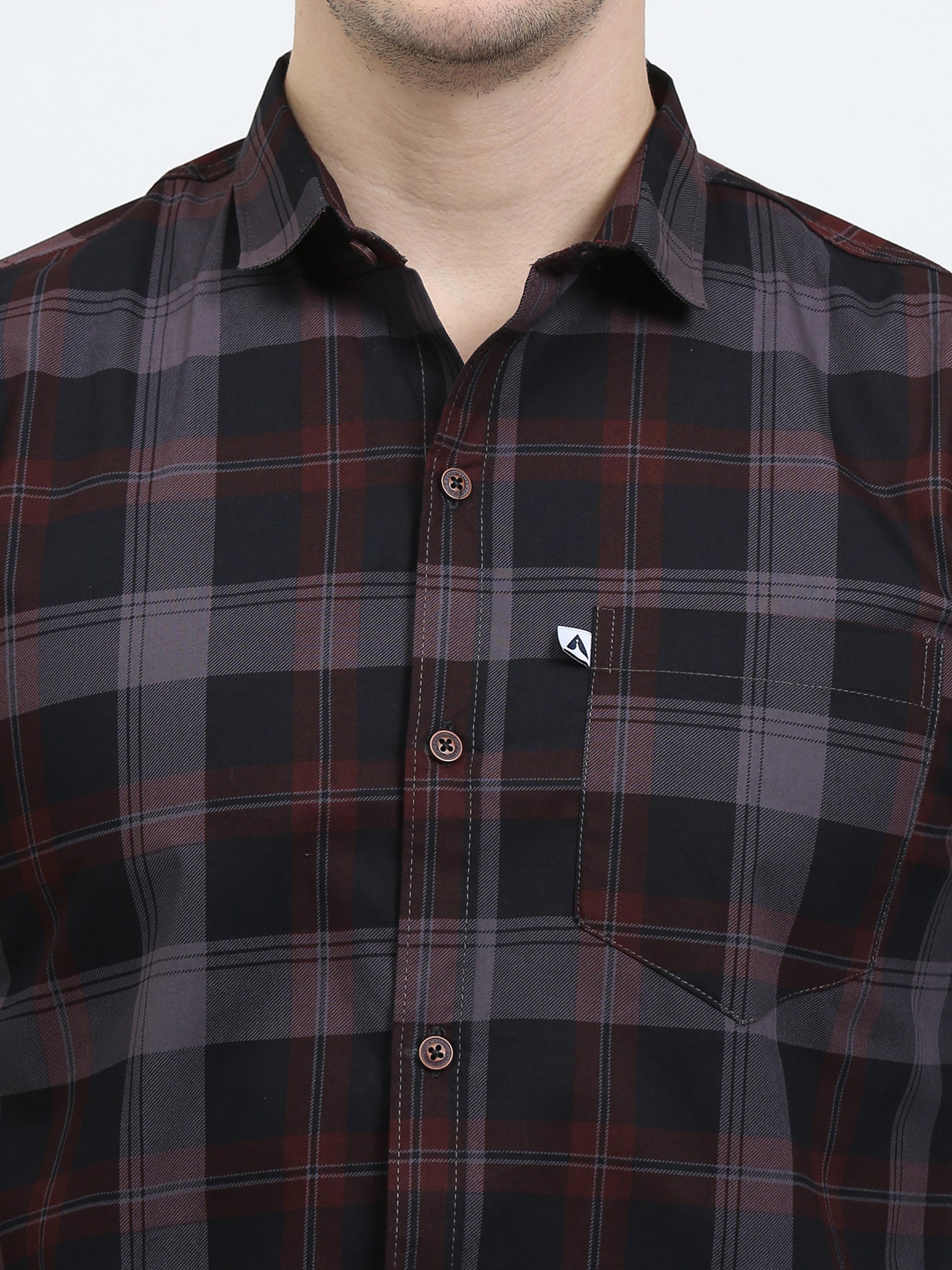 Cotton Tartan Grey Check Shirt for Men
