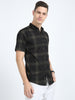 Men's Half Sleeve Tartan Plaid Green Check Shirt Regular Fit