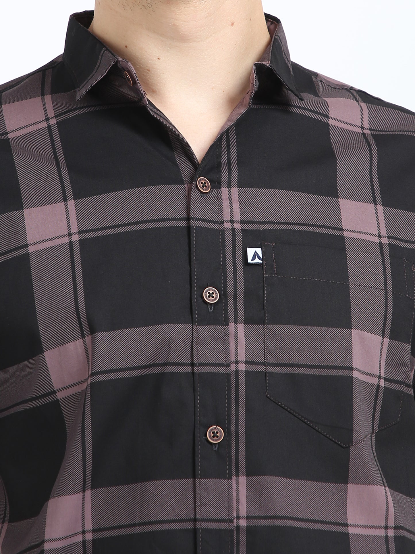 Half Sleeve Tartan Plaid Violet Check Shirt for Men