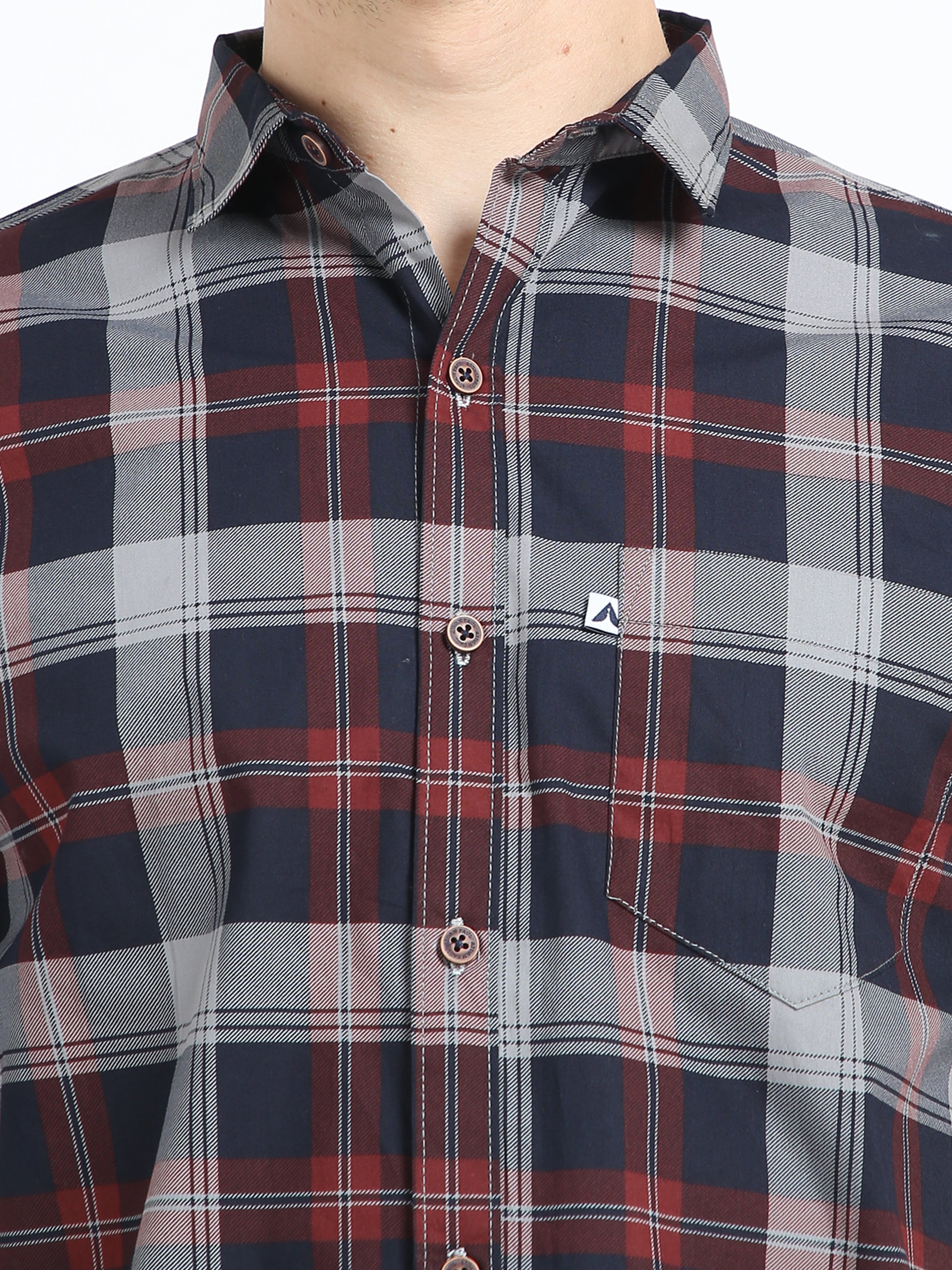 Half Sleeve Tartan Plaid Grey Check Shirt Regular Fit