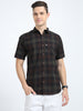 Men's Half Sleeve Tartan Plaid Green Check Shirt Regular Fit