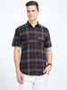 Men's Half Sleeve Tartan Plaid Grey Check Shirt Regular Fit
