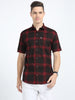 Men's Half Sleeve Tartan Plaid Red Check Shirt Regular Fit