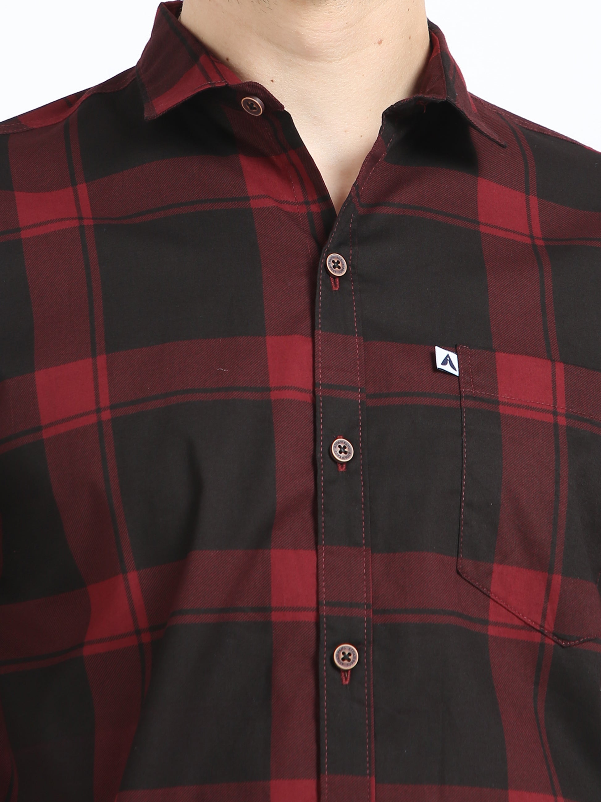 Half Sleeve Tartan Mens Red Plaid Shirt in Regular Fit
