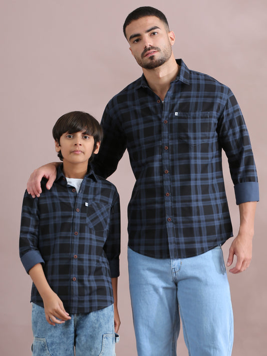 Dabang Ashgrey Cotton Matching Father Son Collared Shirts