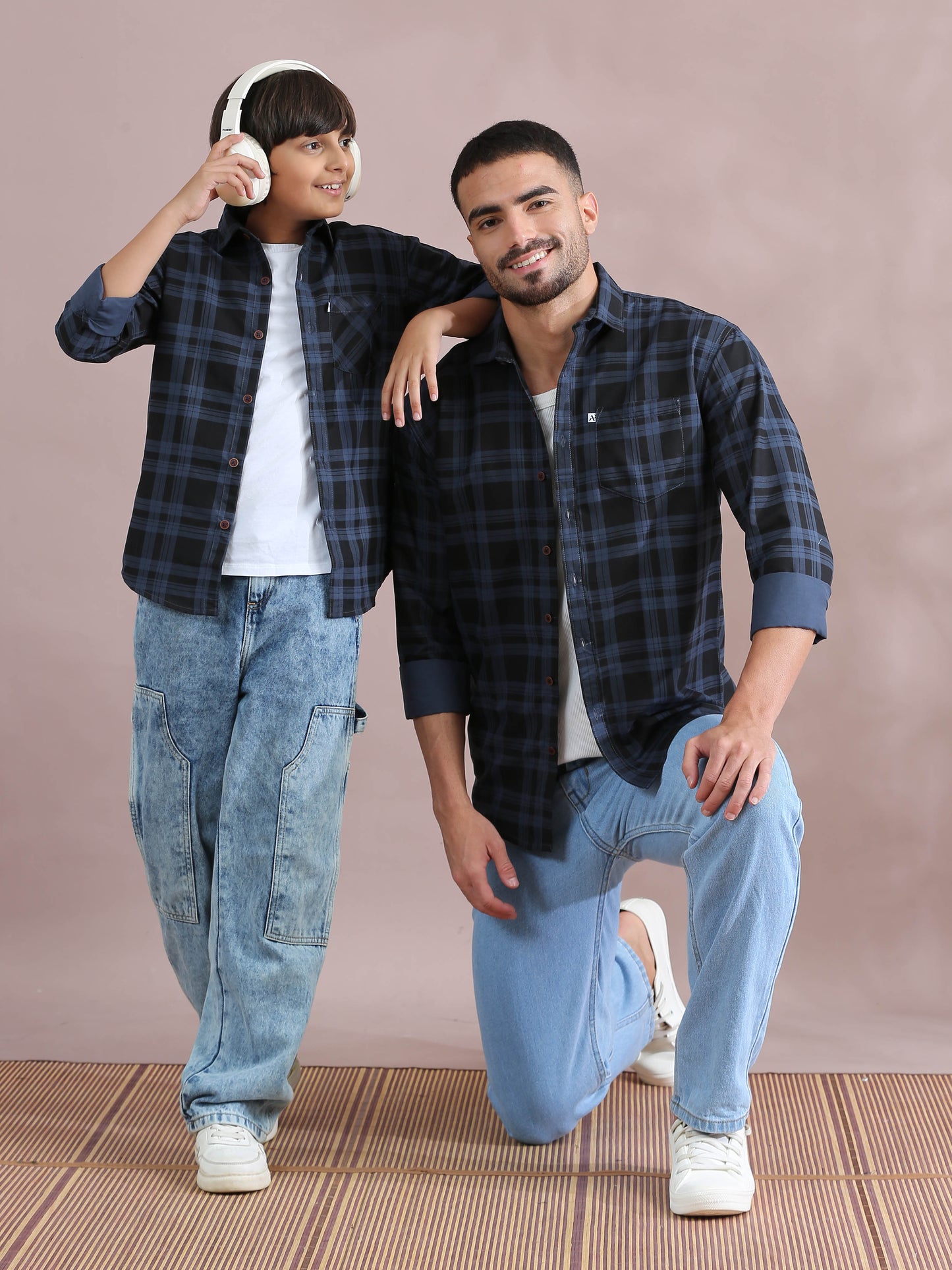 Dabang Ashgrey Cotton Matching Father Son Collared Shirts