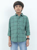 6line Green Cotton Blend Checks Shirt For Kids