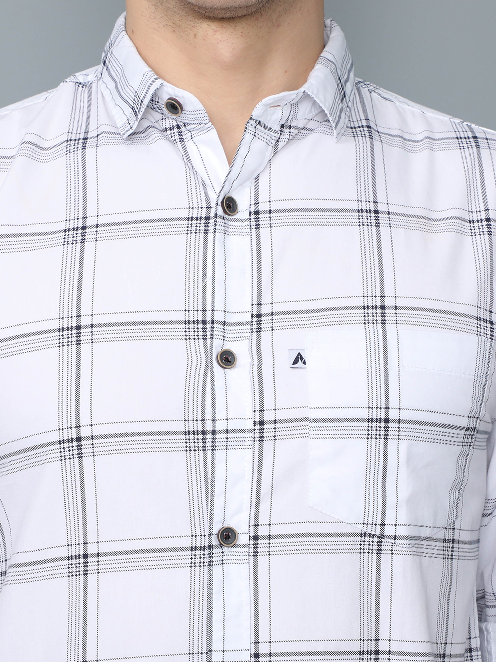 6line White Check Line Shirt for Men