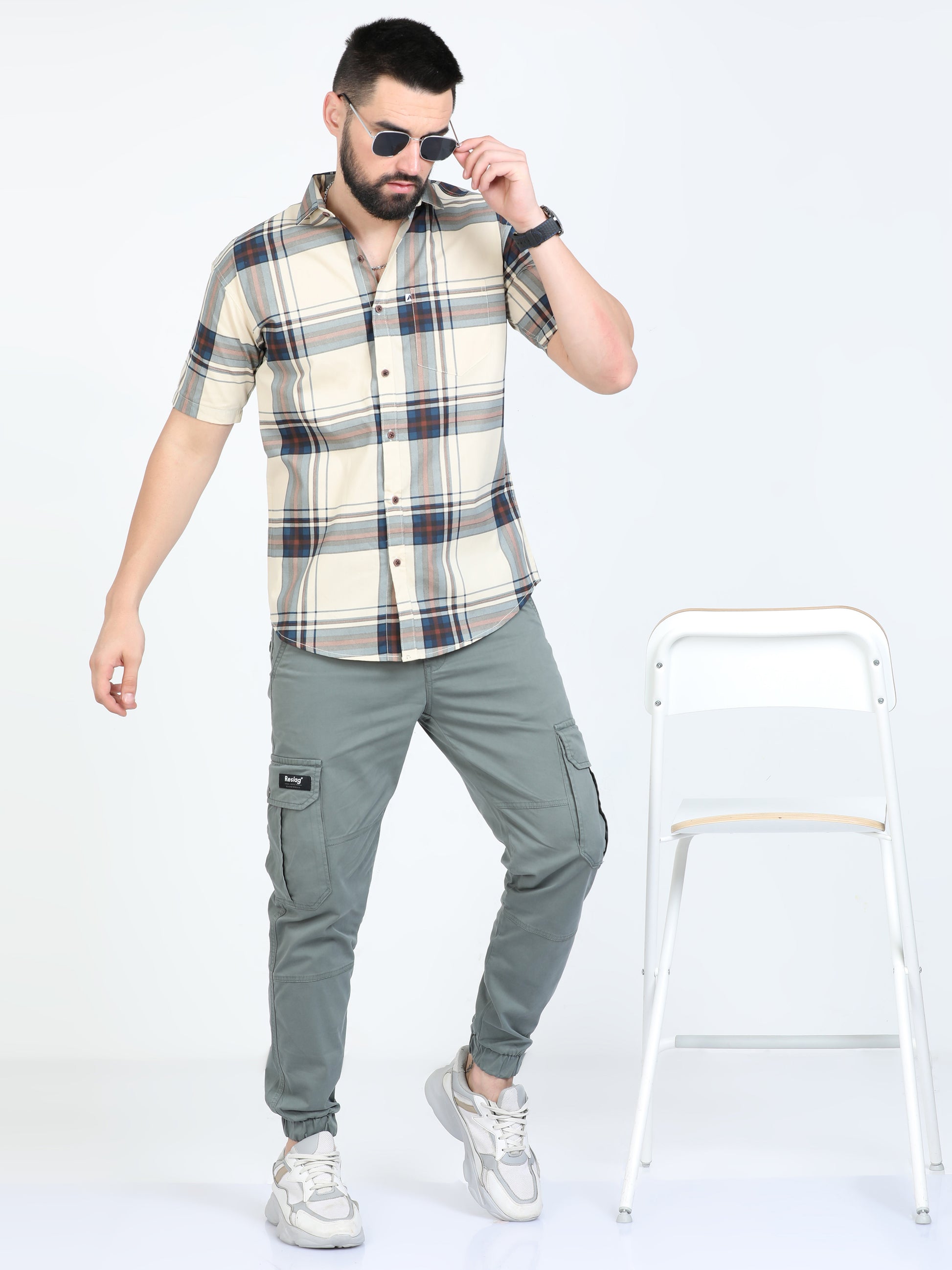 Broadchecks Cotton Blend Yellow Check Shirt Mens