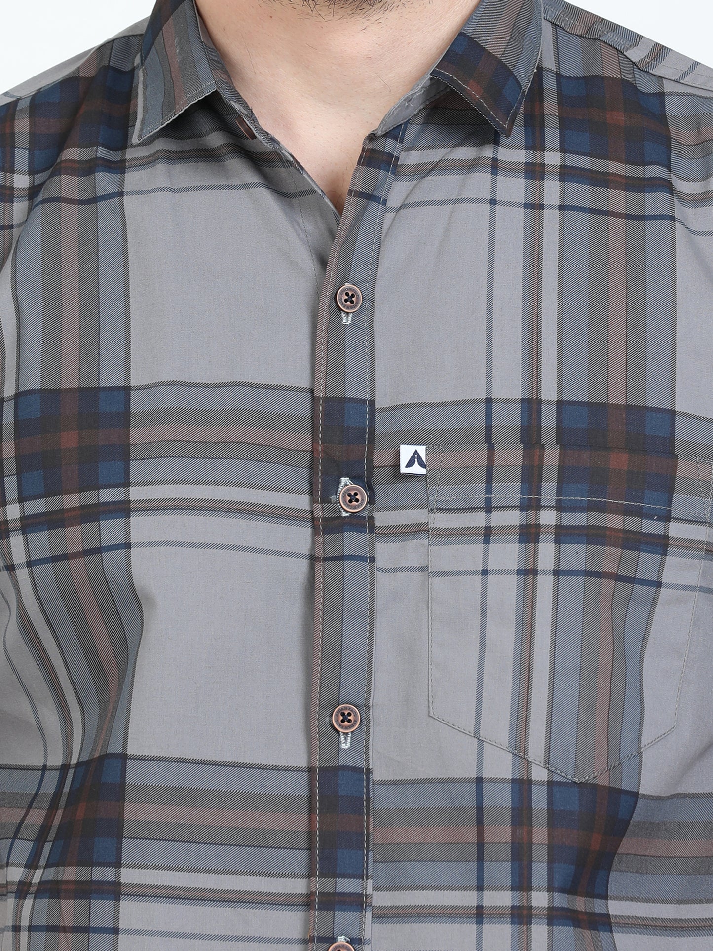 Broadchecks Grey Half Sleeve Check Shirt for Men