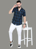 Tiger Navy Cotton Blend Half Sleeve Checks Shirt For Men