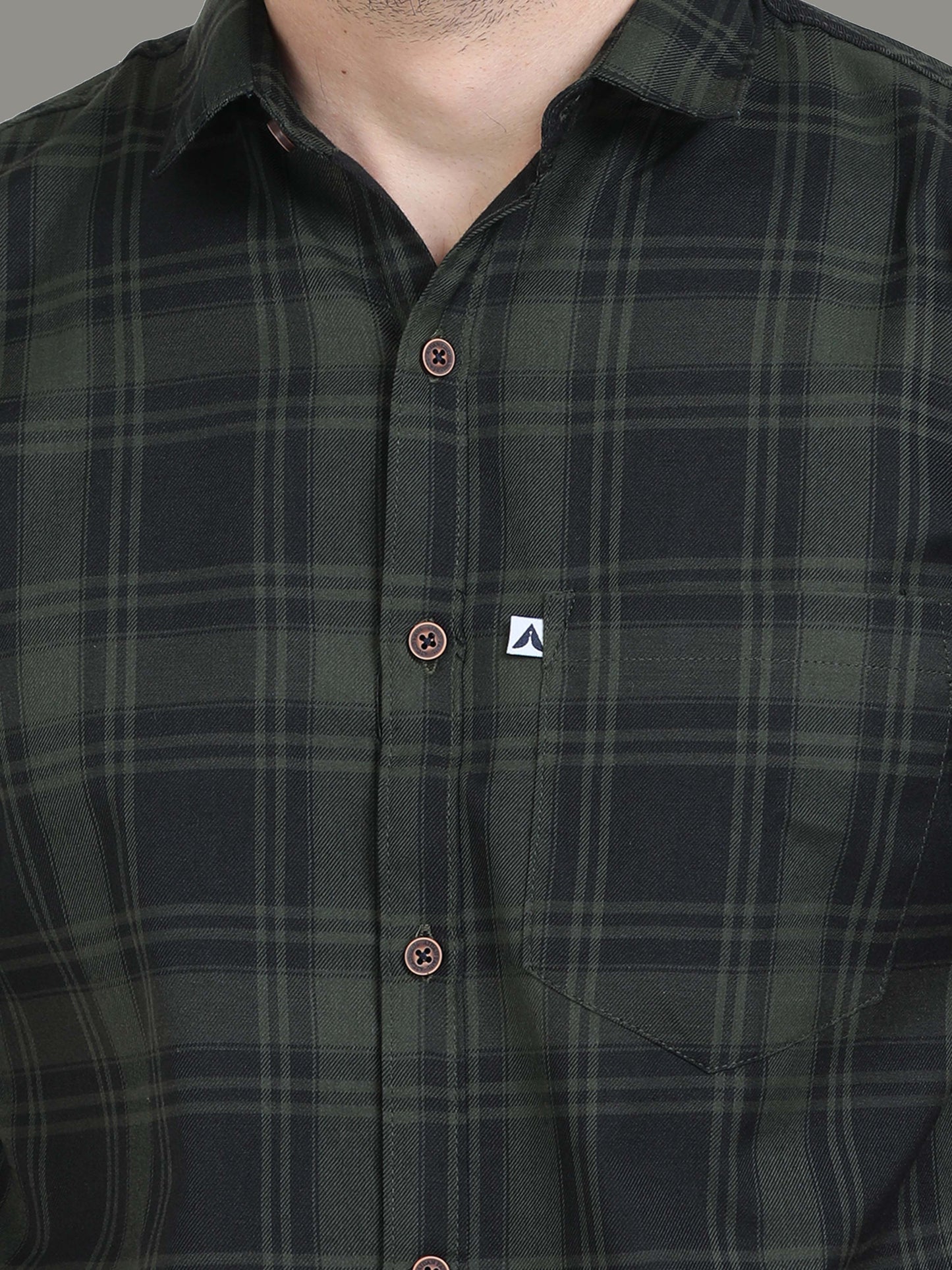 Tiger Cotton Blend Green Trendy Checked Shirt For Men