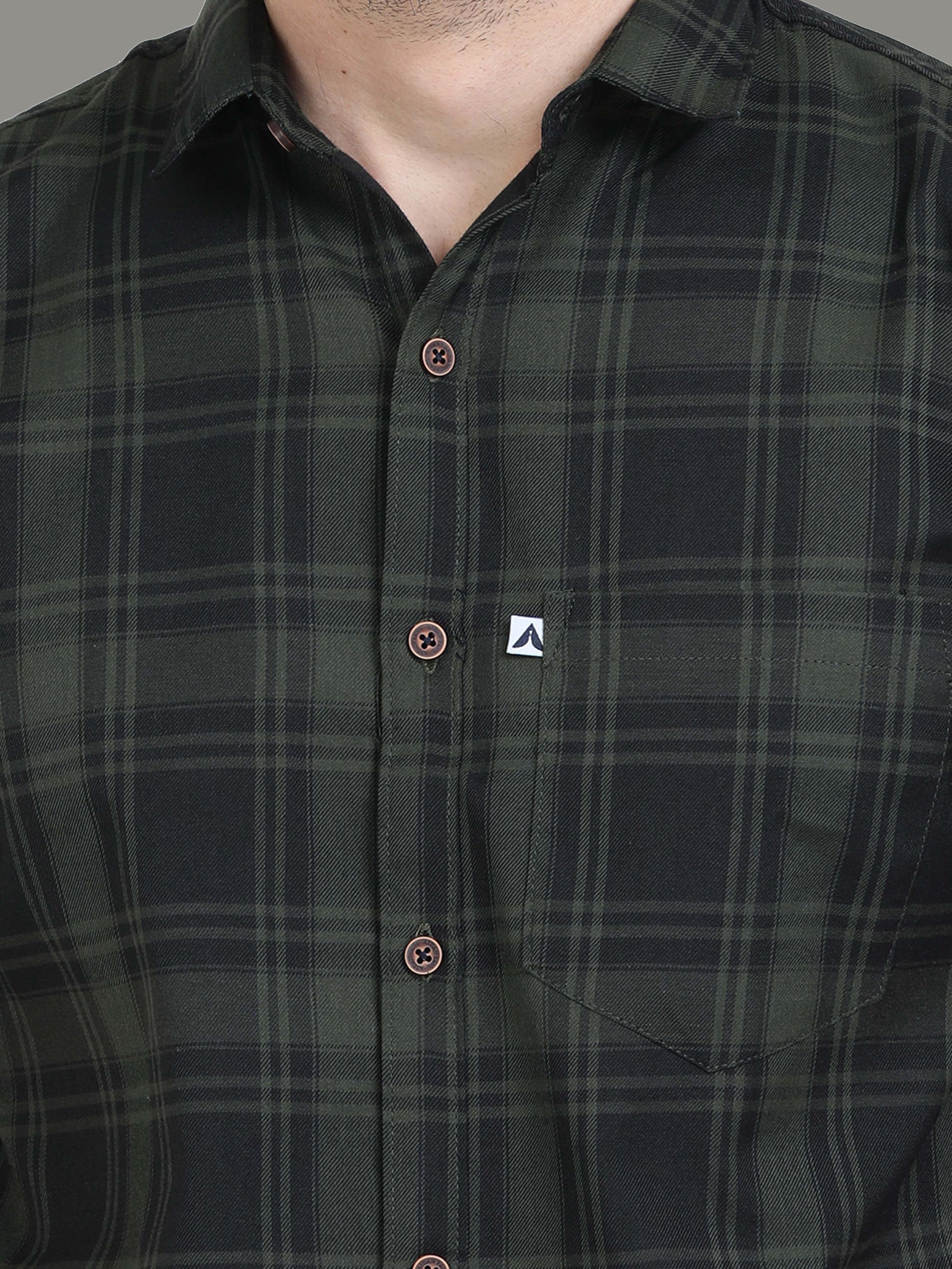 Tiger Cotton Blend Green Trendy Checked Shirt For Men