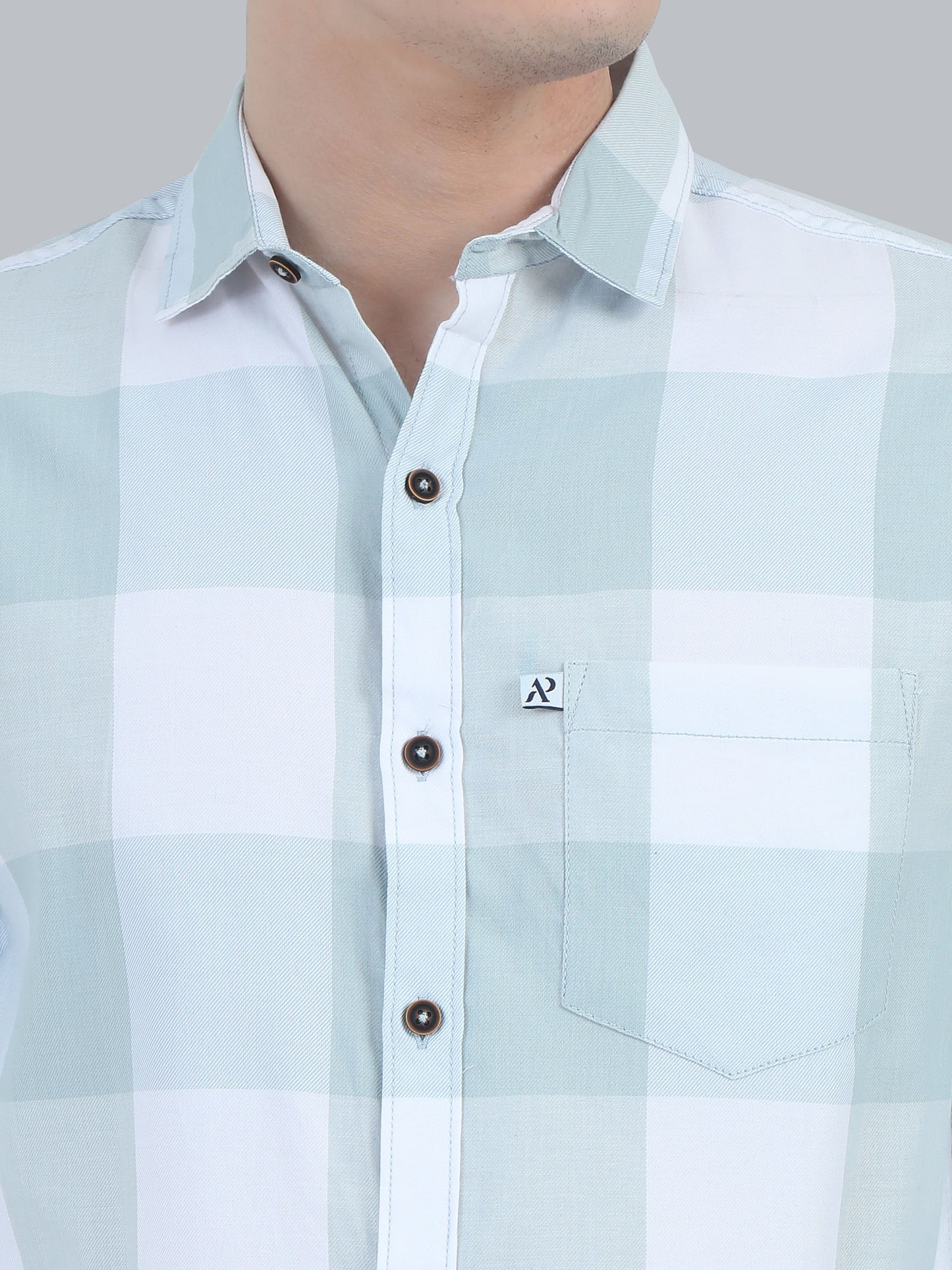 Tomlight Seagreen Full Sleeve Check Shirt for Men