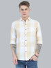 Tomlight yellow cotton blend checks full sleeve shirt for men