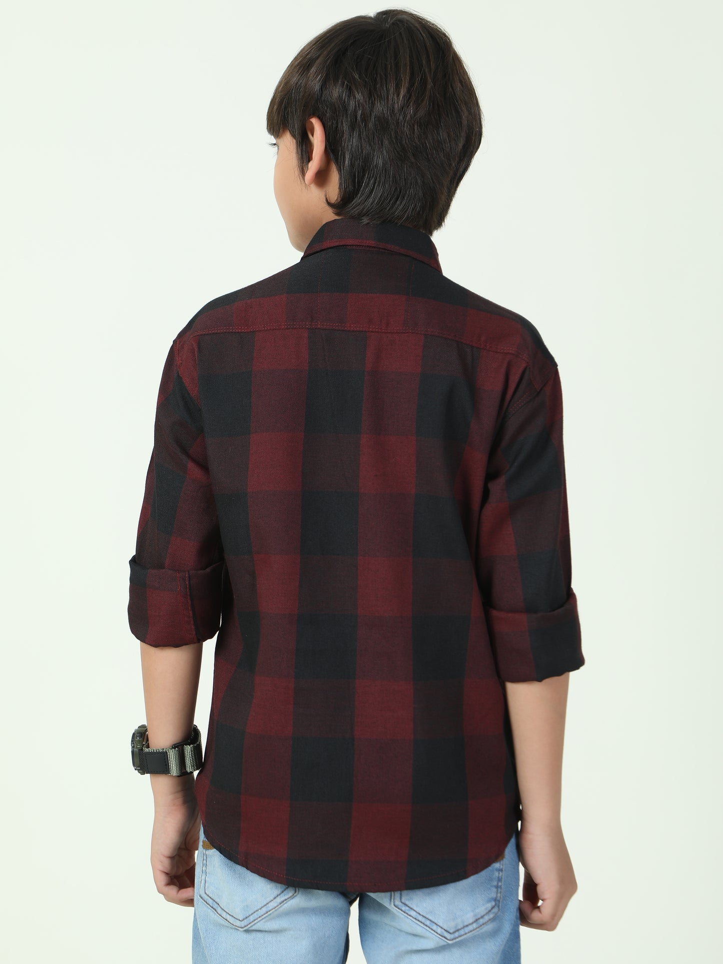 Tomtom Cotton Blend Maroon Shirts For Boys Check