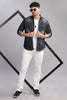 Shade Double Pocket Cut Away Collor Denim Shirt For Men