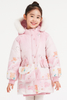 Premium Pink Teddy Print Winter Jacket with Faux Fur Hood & Matching Pouch for Girls