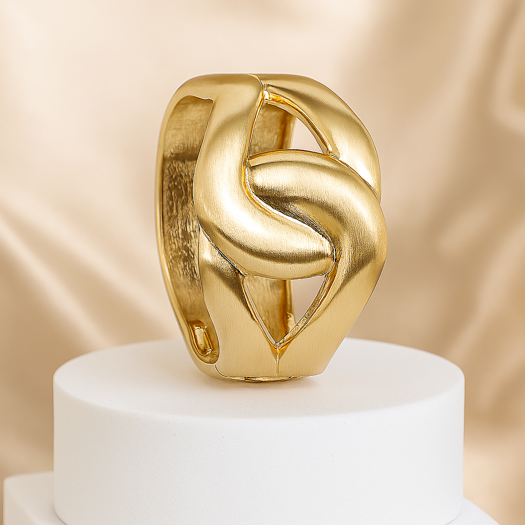 Stylish gold-plated open knot statement bracelet