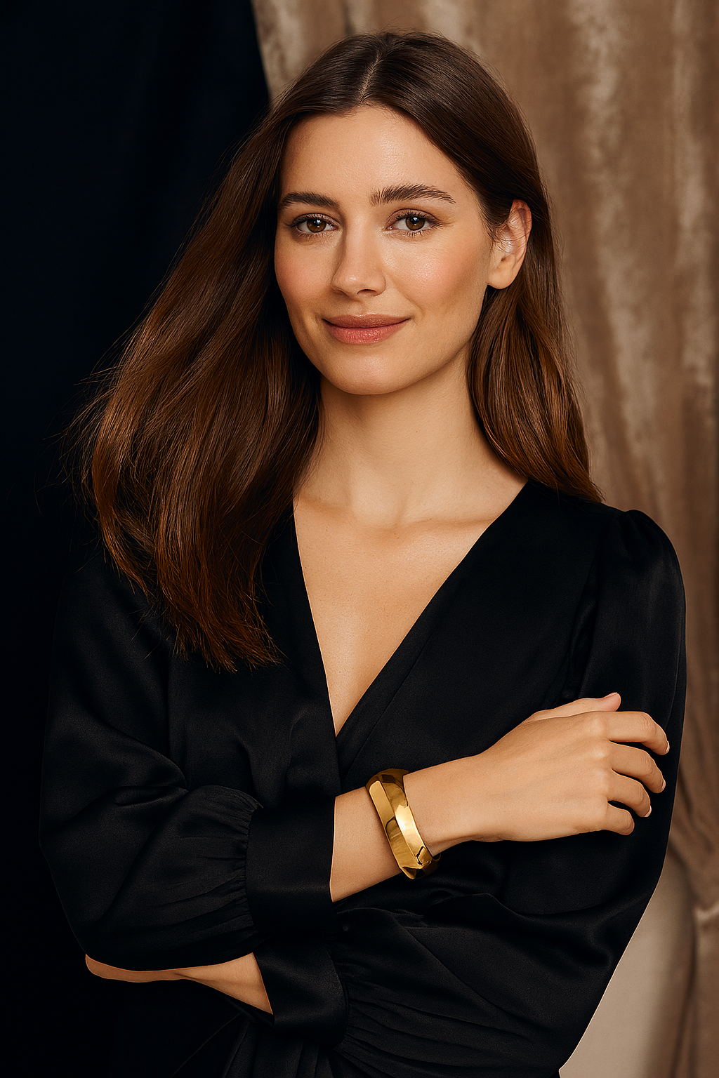 a modern gold geometric cuff bracelet