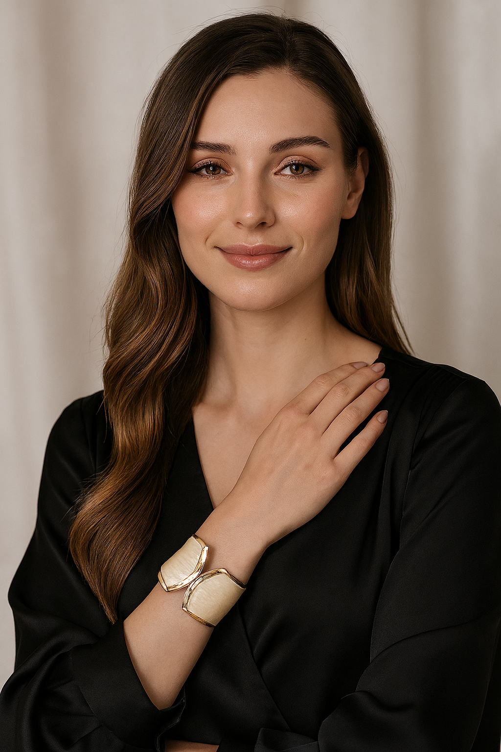 a gold-plated ivory enamel cuff bracelet