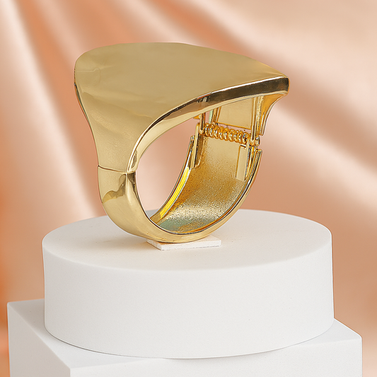 Stylish gold-plated geometric cuff bracelet with a smooth triangular top