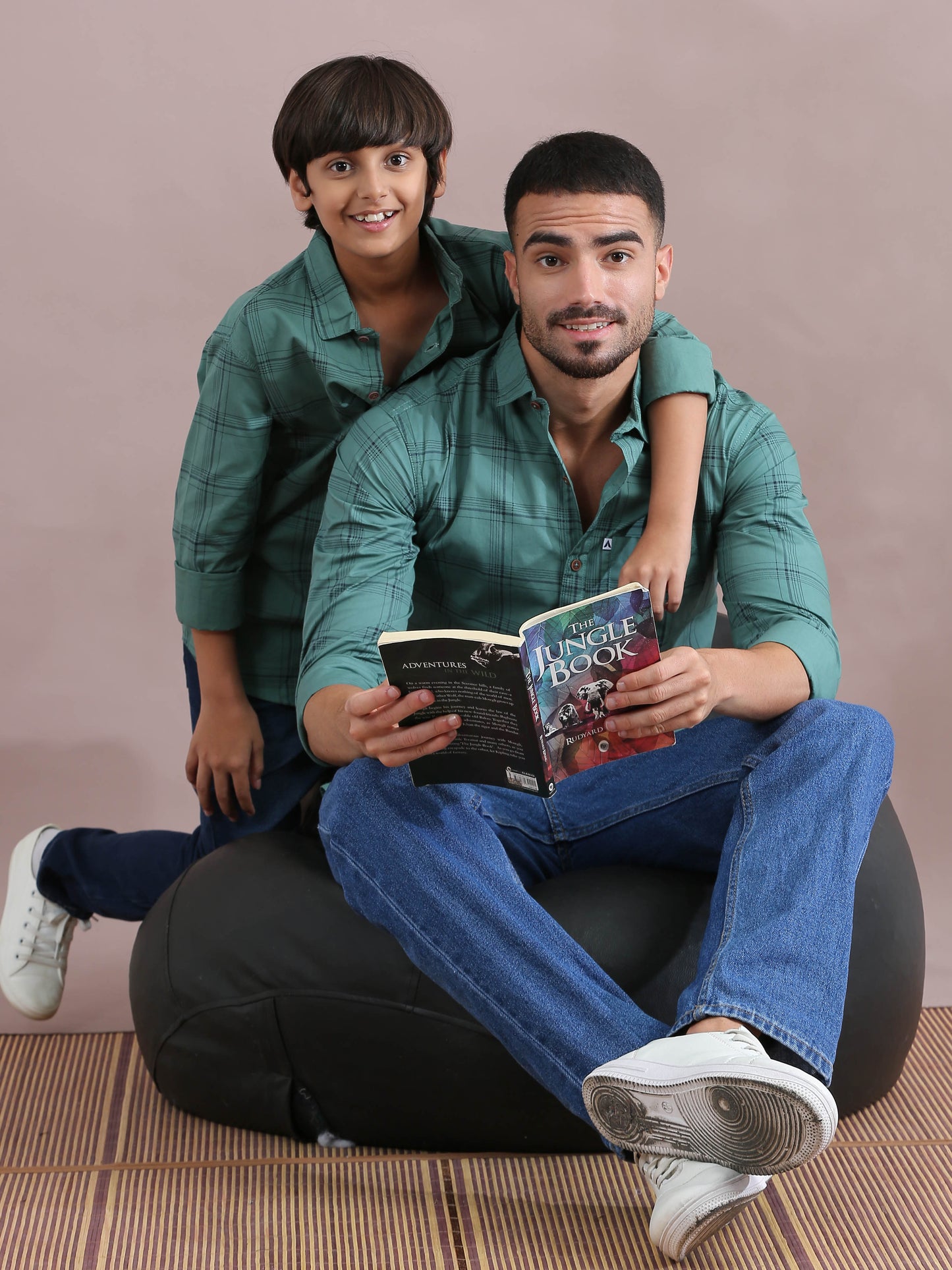 6line Geen Checked Father And Son Twinning Outfits Shirt