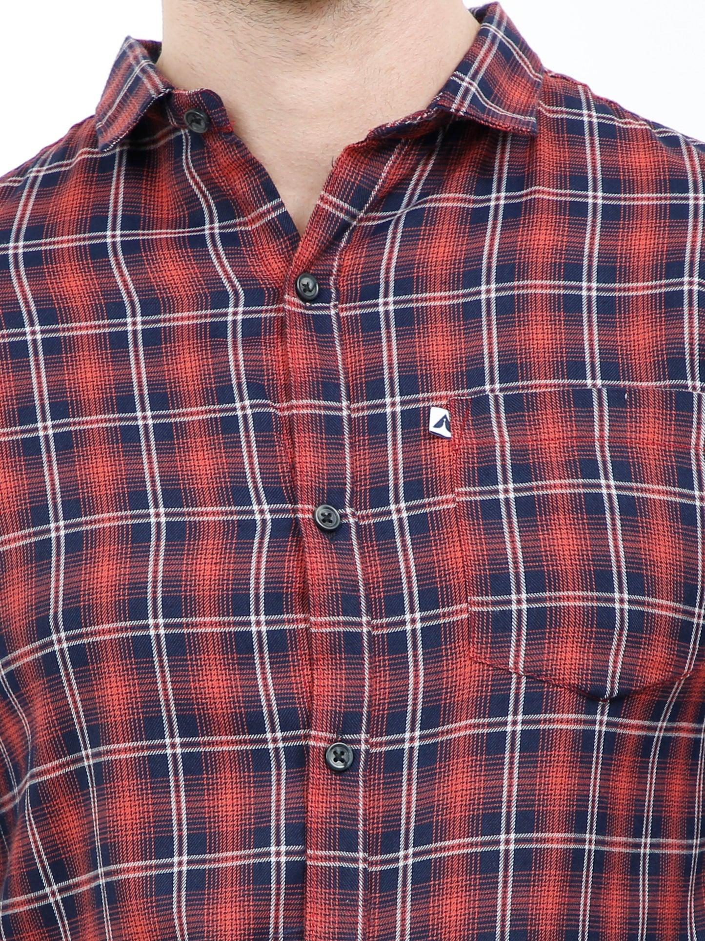 Peach Cotton Men's Trending Check Shirt with Regular Fit