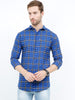 Men's Mix checks Royal Blue Cotton Blend Regular Fit Shirt