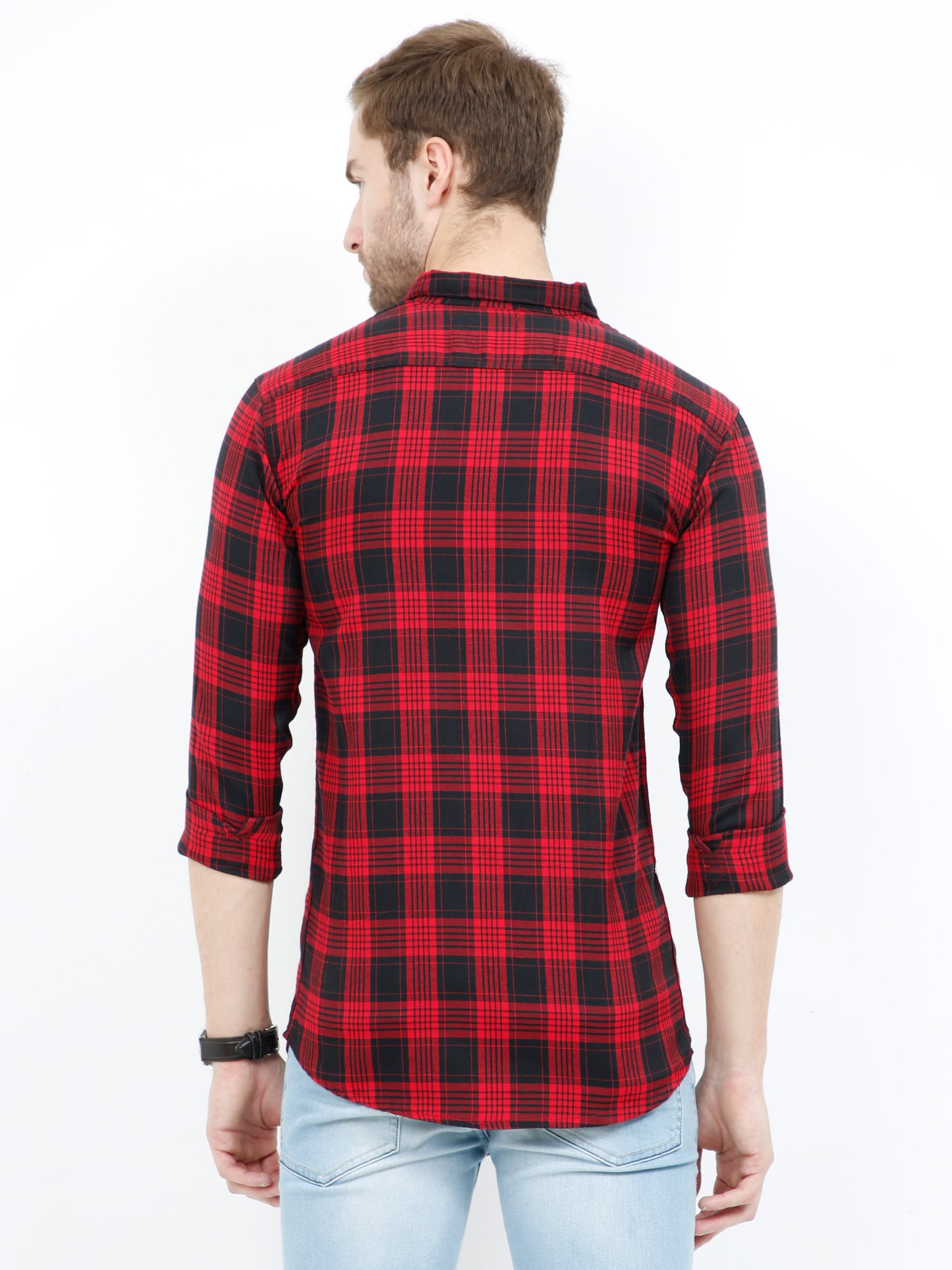 Regular Fit Mixed Maroon Check Shirt for Men