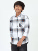 Broadchecks White Cotton Blend Checks Shirt For Kids
