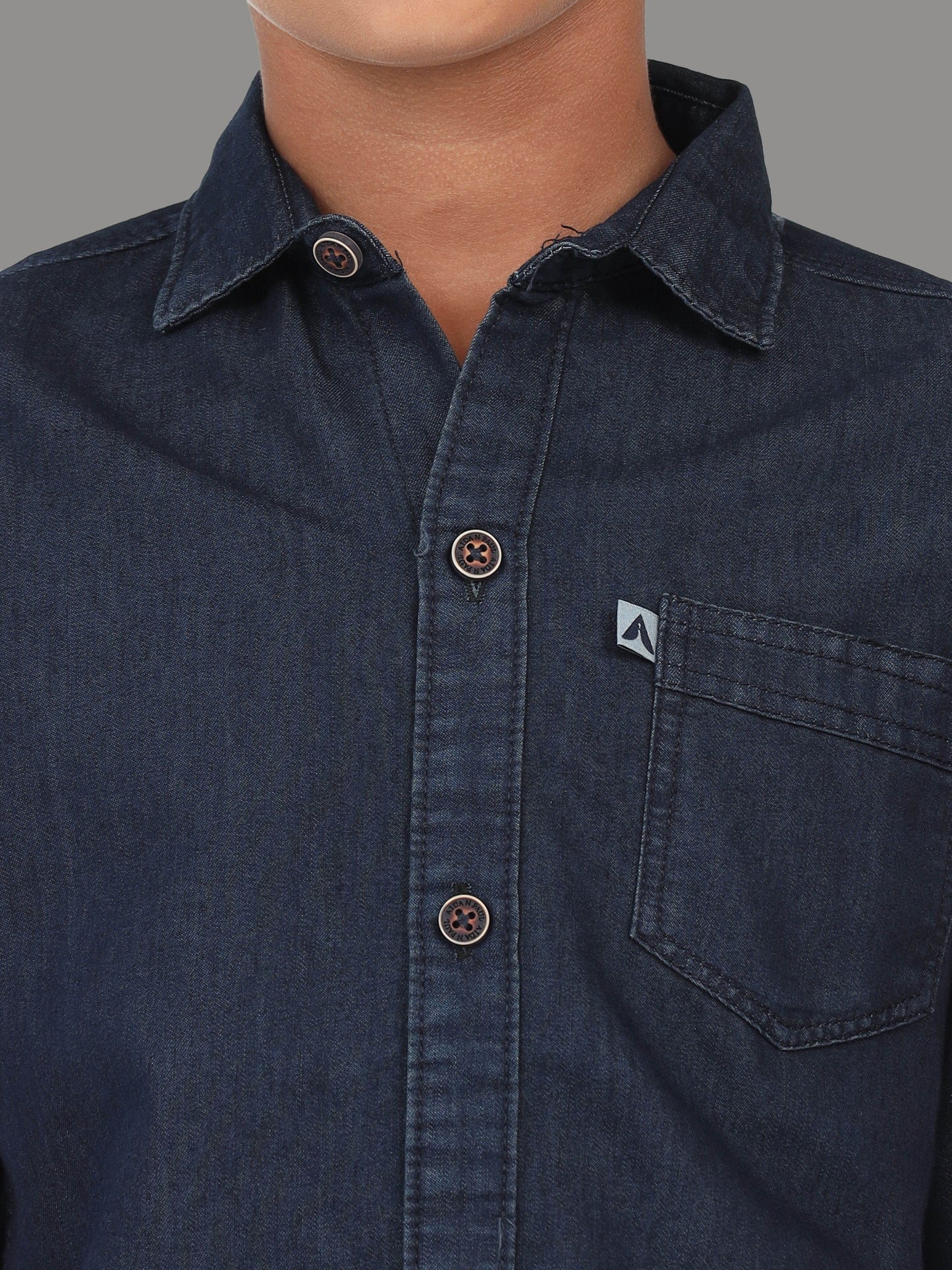 Plain Single Pocket Denim  Cut Away Collor Trending Shirts For Boys