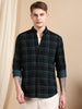 Casual Checked Sea Green Shirt For Men